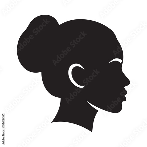 Hair bun female silhouette icon style