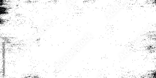 Horizontal black grunge texture with rough edges and distressed appearance surrounding clear white central area