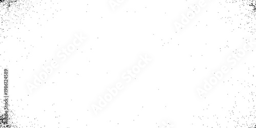 Subtle black speckles forming minimalist grunge frame effect around clean white central space perfect for overlays