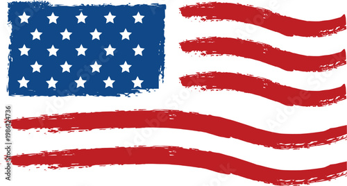 Wavy USA Flag Brush Stroke Artistic American Patriotic Design