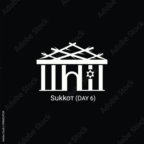 A logo representing Sukkot Day 6 with a Star of David and sukkah structure