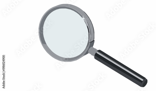 Magnifying glass perspective view with detailed lens zoom tool vector illustration isolated on white background