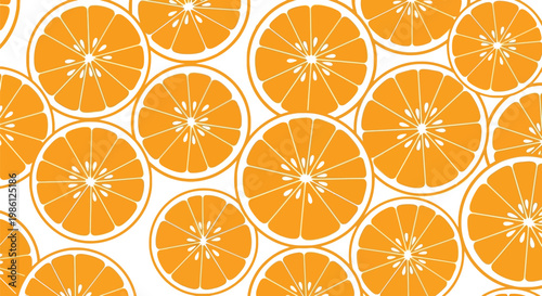 Vibrant orange citrus fruit slices arranged in a dense graphic pattern for summer designs