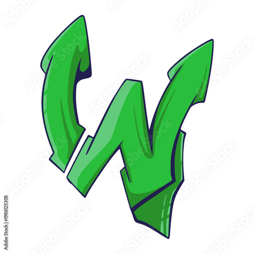 W Graffiti Letter Illustration 