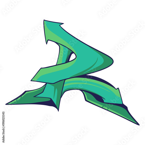 R Graffiti Letter Illustration 