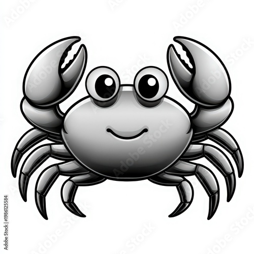 Cute Cartoon Crab with Big Eyes and Friendly Expression