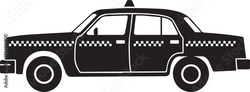 Classic black and white checkered taxi cab silhouette