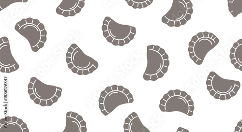 Minimalist vector illustration of a seamless pattern featuring traditional polish dumplings.