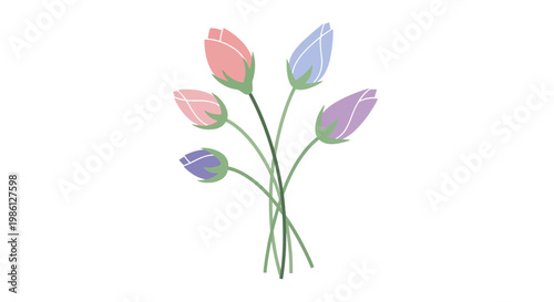 Pastel Sweet Pea Flower Buds Bouquet, Spring Blossom, Delicate Floral Arrangement