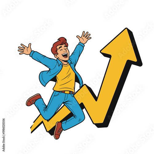 Man jumping with joy success.