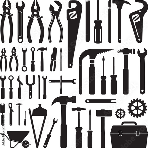 Comprehensive collection of classic hand tools and workshop essentials