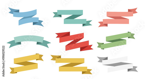 Set of Colorful Flat Design Banners and Ribbons for Text or Labels