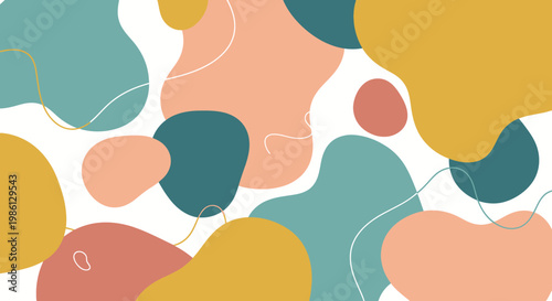 Abstract Organic Shapes Background in Muted Earth Tones, Minimalist Design