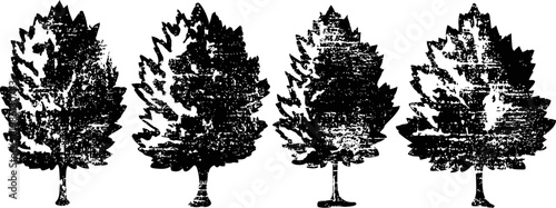detailed oak leaves silhouettes in black with textured patterns of natural leaf shapes on white background
