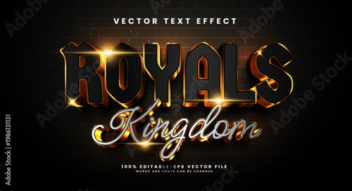 royals kingdom editable vector text effect, with a luxurious black theme.