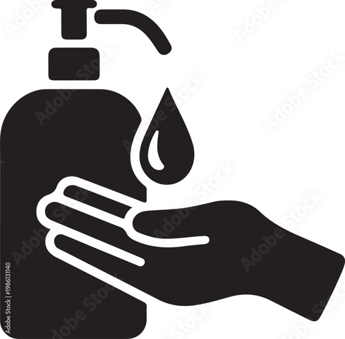 Person using soap dispenser to wash their hands with water droplets