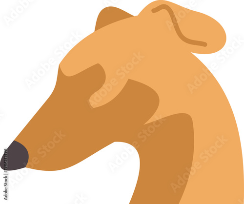 Profiling a tan greyhound dog head in a modern flat vector design