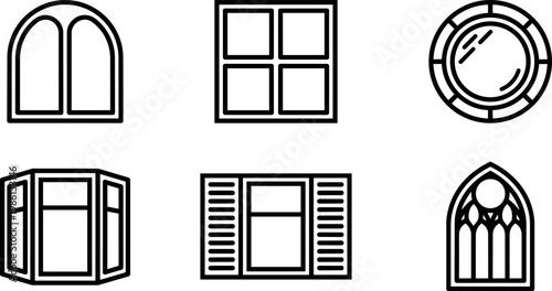 Six different window frames flat design vector