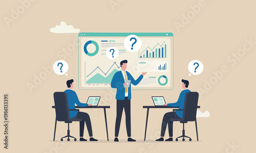 Businessma, stock market exchange data, investment analysis, growth earning income concept, businessman thinking with data chart and graph