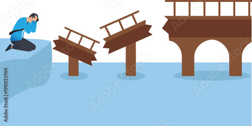Business Crisis Broken Bridge Concept