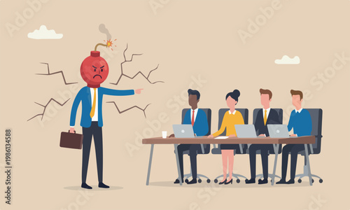 Anxiety, exhaustion overworked concept, frustrated nervous businessman head about to explode