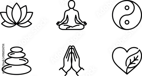 Lotus flower meditation person yin yang stones praying hands and heart with leaf