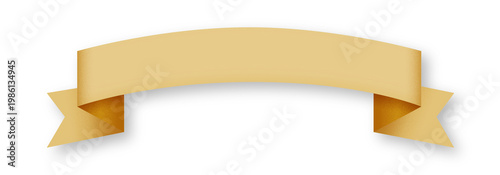 Gold Ribbon Banner Luxury Badge Design Transparent PNG Isolated