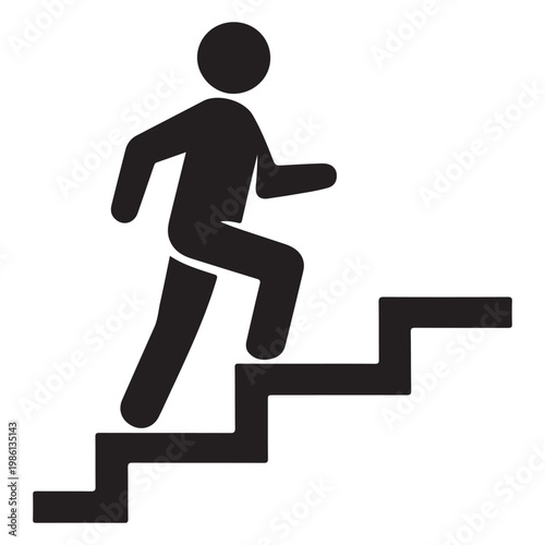 Walking up the stairs or staircase icon vector silhouette 
