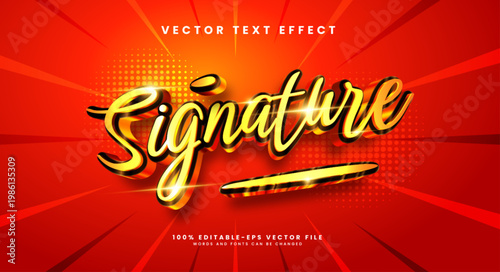Golden signature editable text style effect. Vector text effect with a luxurious gold color.