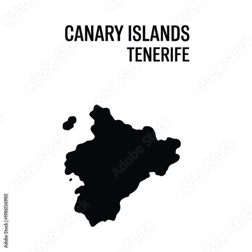 A black silhouette of tenerife island with the words canary islands and tenerife above