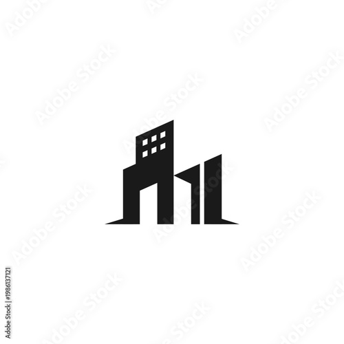 Letter M building logo design. letter M with real estate symbol logo design. Suitable for your design need, logo, illustration, animation, etc.