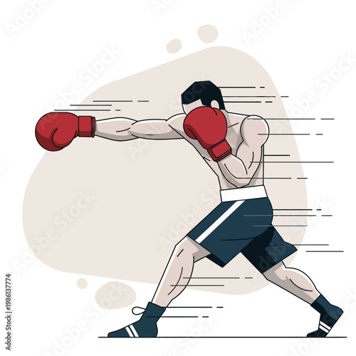 Man wearing boxing gloves punching.