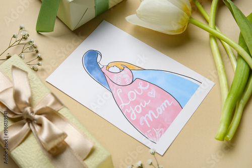 Flowers with kid drawing an...