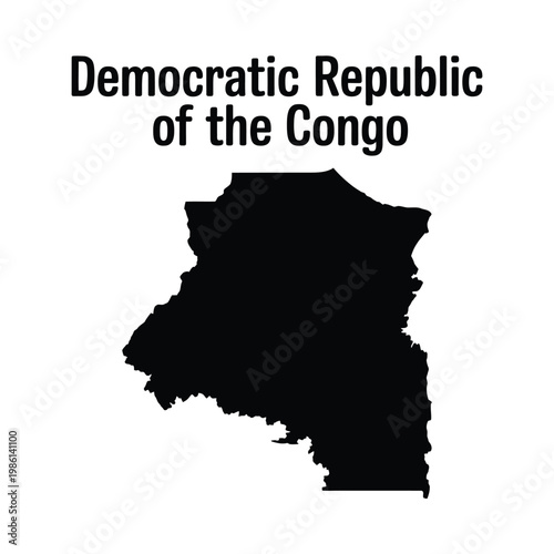 A black silhouette of the democratic republic of the congo overlaid on a white background