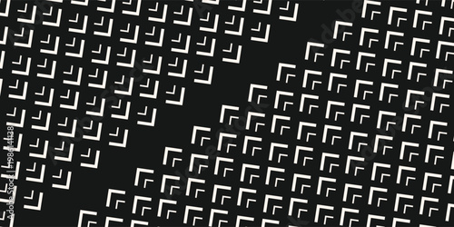 Vector geometric seamless pattern with squares, rhombuses, lines, arrows, grid. Simple abstract black and white graphic ornament. Modern minimal monochrome background texture. Repeat dark geo design
