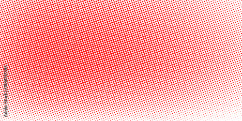 Stylish red and white halftone design with diagonal layout, ideal for print and digital use.