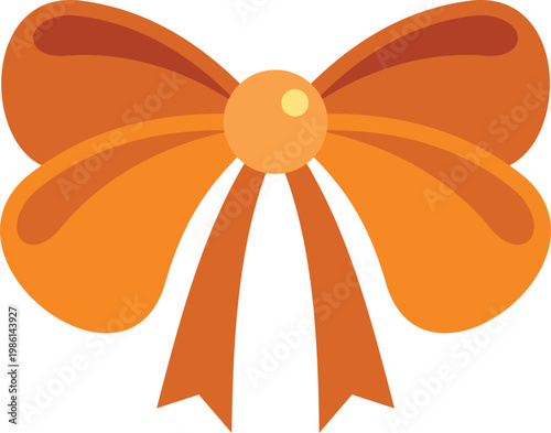 Orange ribbon bow adorning a gift or package, presenting an element of celebration