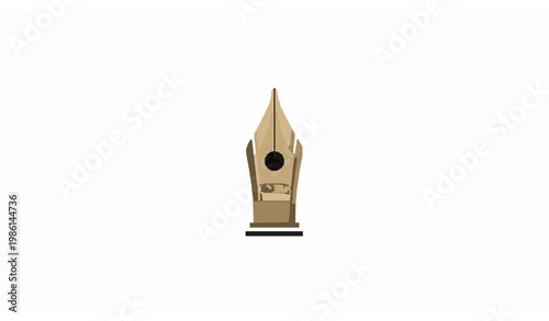 Elegant fountain pen nib vector illustration isolated for calligraphy writing and stationery design