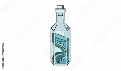 Tall alchemy potion bottle with swirling liquid vector illustration for fantasy magic design element