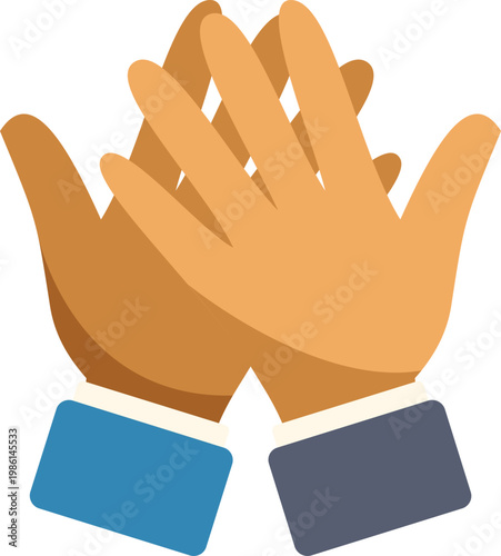 Two hands clapping high five representing partnership and achievement