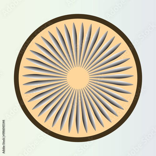 Radial slice design featuring alternating green and gray segments with a central core