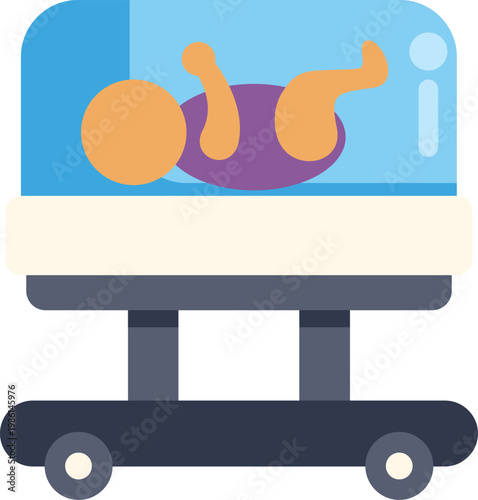 Newborn baby resting safely inside an incubator for medical care
