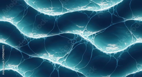 Glowing blue cracks in a dark background with a wavy pattern