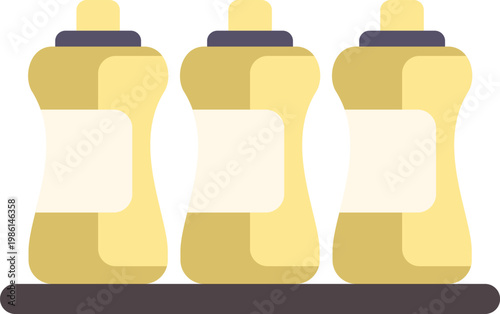 Cleaning product bottles for home hygiene and sanitation supplies