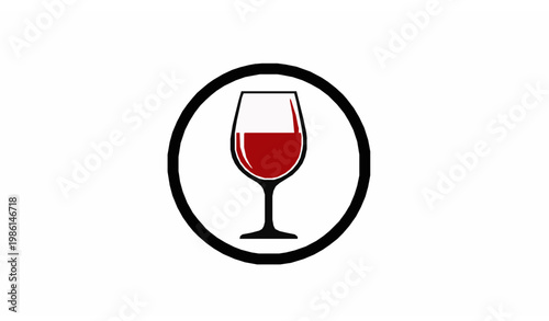 Wine glass badge silhouette vector illustration red wine drink emblem icon design