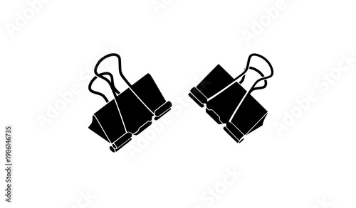 Binder clips set vector illustration office document holder stationery icon collection design