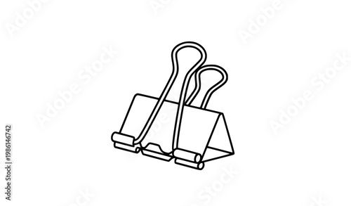 Binder clip outline vector icon minimalist office stationery document organizer line design