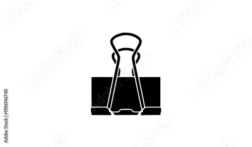 Binder clip silhouette vector illustration office stationery document holder icon for organization