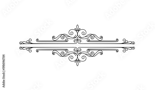 Elegant decorative border line vector with ornamental flourish divider for certificate and luxury design