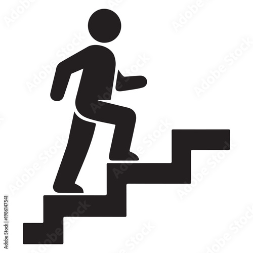 Walking up the stairs or staircase icon vector silhouette 
